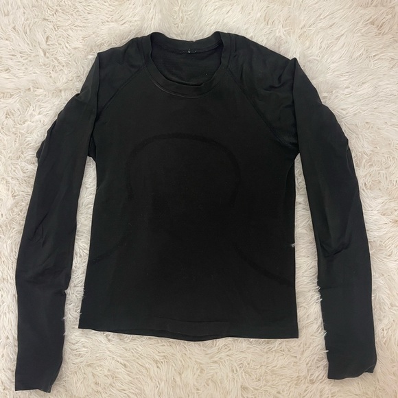 Lululemon, swiftly tech long sleeve *race length* black, size 6 - Picture 2 of 4